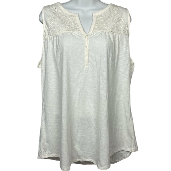 EUC BIT & Bridle Sleeveless Ivory Blouse With Lace Detail Women’s Size XL - Picture 2 of 8